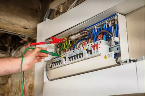 Testing a consumer unit with a pair of test probes